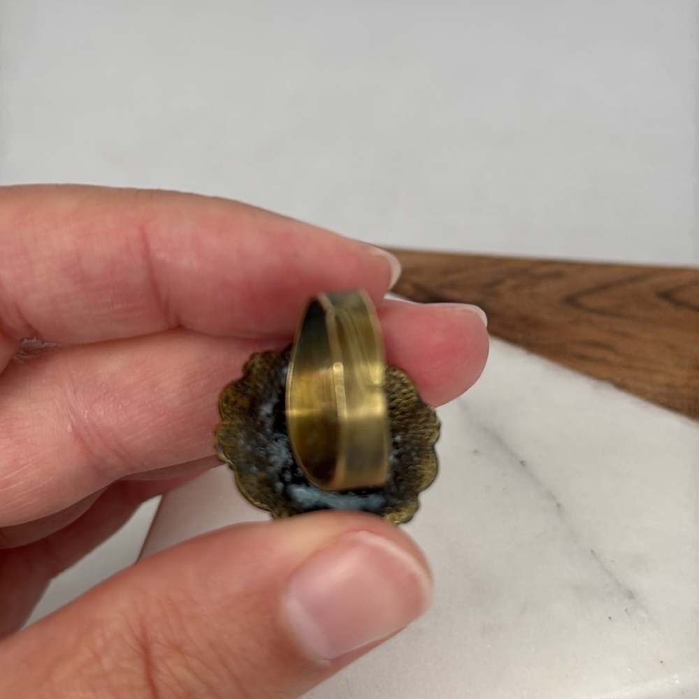 Vintage Round Adjustable Ring with Blue Stone lot D10 - Picture 6 of 9